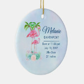 Roze Flamingo Momma & Baby met palmbomen Keramisch Ornament (Rechts)