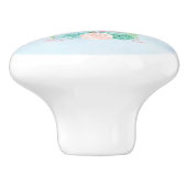 Roze Flamingo Momma & Baby met palmbomen Keramische Knop (Zijkant)