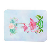 Roze Flamingo Momma & Baby met palmbomen Magneet (Horizontaal)