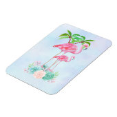 Roze Flamingo Momma & Baby met palmbomen Magneet (Linkerzijde)