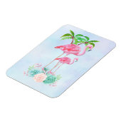 Roze Flamingo Momma & Baby met palmbomen Magneet (Linkerzijde)