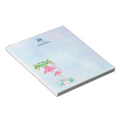 Roze Flamingo Momma & Baby met palmbomen Notitieblok (Schuin)