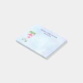 Roze Flamingo Momma & Baby met palmbomen Post-it® Notes (Schuin)