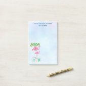 Roze Flamingo Momma & Baby met palmbomen Post-it® Notes (Op bureau)