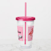 Roze Flamingo Monogram Bunco Player Dice Acryl Drinkbeker (Rechts)