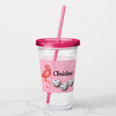 Roze Flamingo Monogram Bunco Player Dice Acryl Drinkbeker (Achterkant)