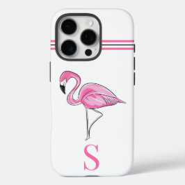 Roze Flamingo Monogram iPhone 16 Pro Hoesje