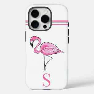 Roze Flamingo Monogram iPhone 16 Pro Hoesje
