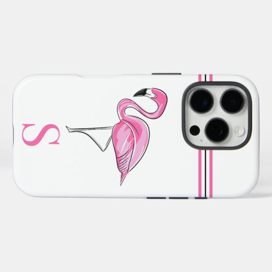 Roze Flamingo Monogram Case-Mate iPhone Case (Achterkant (horizontaal))