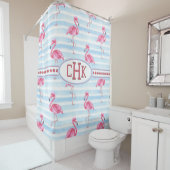 Roze Flamingo Monogram Douchegordijn (In situ)