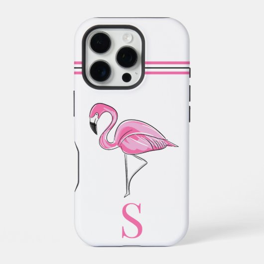 Roze Flamingo Monogram iPhone Hoesje (Achterkant)