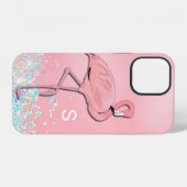 Roze Flamingo Monogram iPhone Hoesje (Achterkant horizontaal)