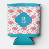 Roze Flamingo Monogram kan Blikjeskoeler (Voorkant)