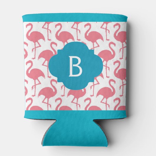 Roze Flamingo Monogram kan Blikjeskoeler (Achterkant)