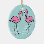 Roze Flamingo Monogram Keramisch Ornament (Rechts)