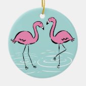 Roze Flamingo Monogram Keramisch Ornament (Voorkant)