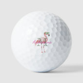 Roze Flamingo Monogram Naam Golfballen (Voorkant)