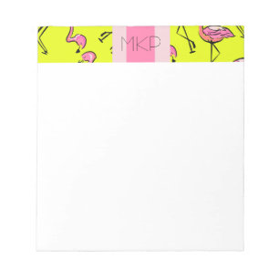 Roze Flamingo Monogram Notitieblok