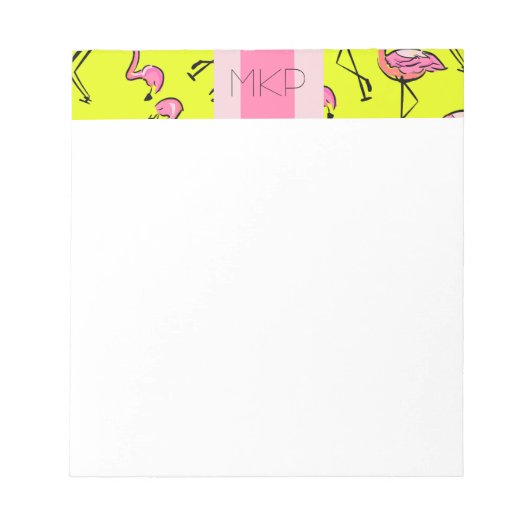 Roze Flamingo Monogram Notitieblok (Voorkant)
