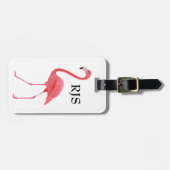 Roze Flamingo Monogram personaliseren Bagagelabel (Voorkant horizontaal)