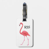 Roze Flamingo Monogram personaliseren Bagagelabel (Achterkant verticaal)