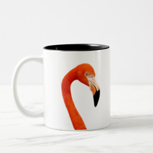 Roze flamingo & Monogram Tweekleurige Koffiemok (Links)