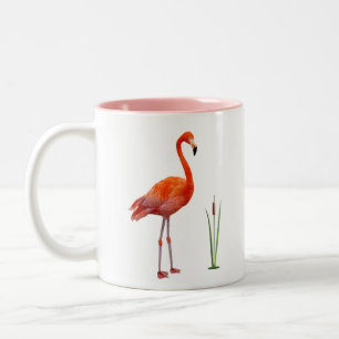 Roze Flamingo & Monogram Tweetonige Koffiemok Tweekleurige Koffiemok