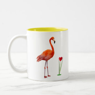 Roze Flamingo & Monogram Tweetonige Koffiemok Tweekleurige Koffiemok