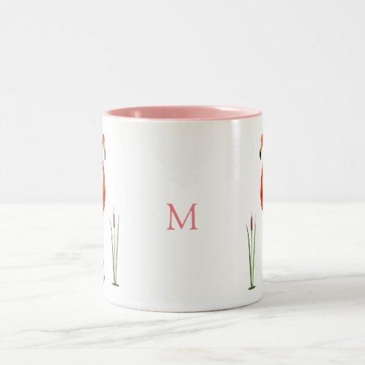 Roze Flamingo & Monogram Two-Tone Coffee Mok (Center)