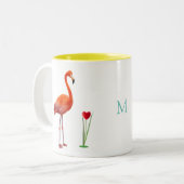 Roze Flamingo & Monogram Two-Tone Coffee Mok (Voorkant links)
