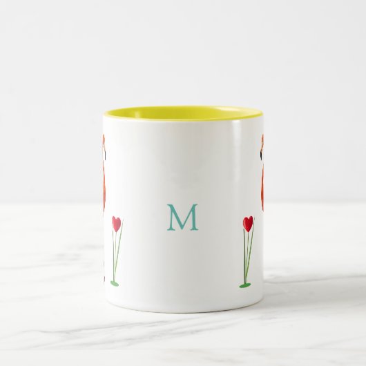 Roze Flamingo & Monogram Two-Tone Coffee Mok (Center)