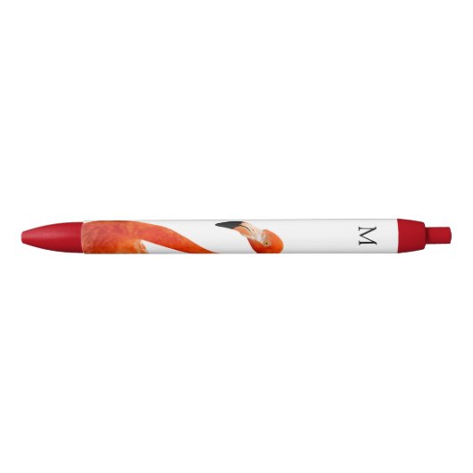 Roze flamingo & Monogram Zwarte Inkt Pen (Voorkant)