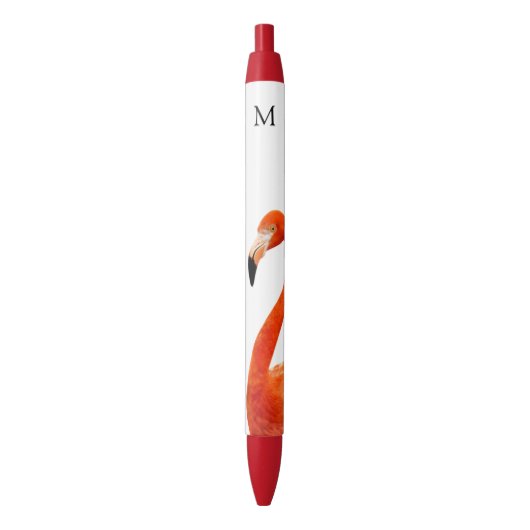 Roze flamingo & Monogram Zwarte Inkt Pen (Voorkant Verticaal)