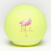 Roze Flamingo Monogrammed Tennisballen (Voorkant)