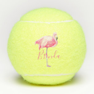 Roze Flamingo Monogrammed Tennisballen