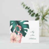 Roze Flamingo Monstera Leaf Verhuizen naar Florida Aankondigingskaart (Staand voorkant)