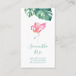 Roze Flamingo Monstera Palm Leaves Visitekaartje