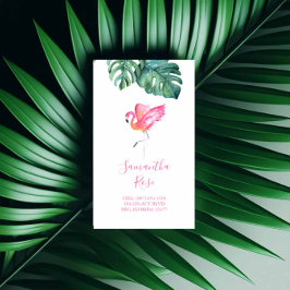 Roze Flamingo Monstera Palm Leaves Visitekaartje