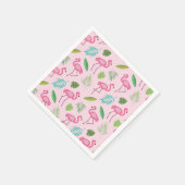 Roze Flamingo Motief met Tropisch Blad   Servet (Hoek)
