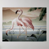 Roze Flamingo Mountain Pond Poster (Voorkant)