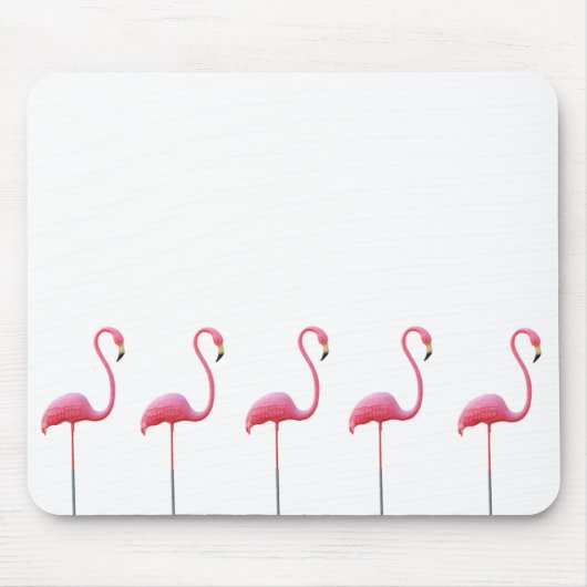 Roze Flamingo Mouse Mat White Muismat (Voorkant)