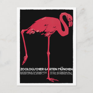 roze Flamingo München dierentuin Briefkaart