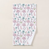 Roze flamingo naadloos patroon op witte achtergron bad handdoek (Handdoek)