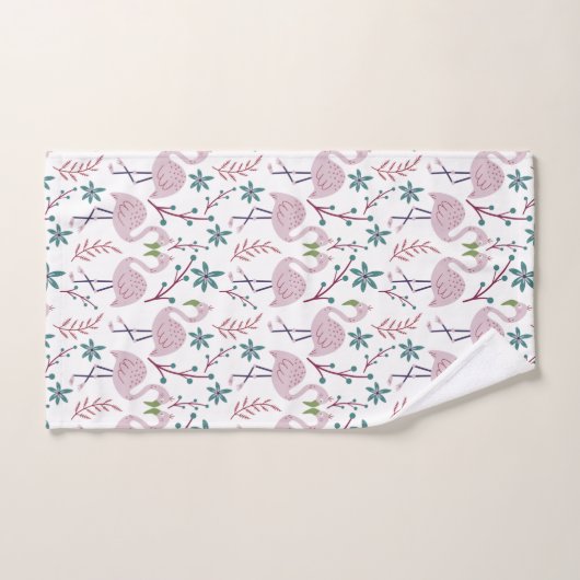 Roze flamingo naadloos patroon op witte achtergron bad handdoek (Handdoek)