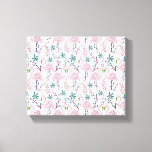 Roze flamingo naadloos patroon op witte achtergron canvas afdruk