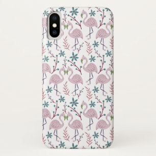 Roze flamingo naadloos patroon op witte achtergron Case-Mate iPhone case