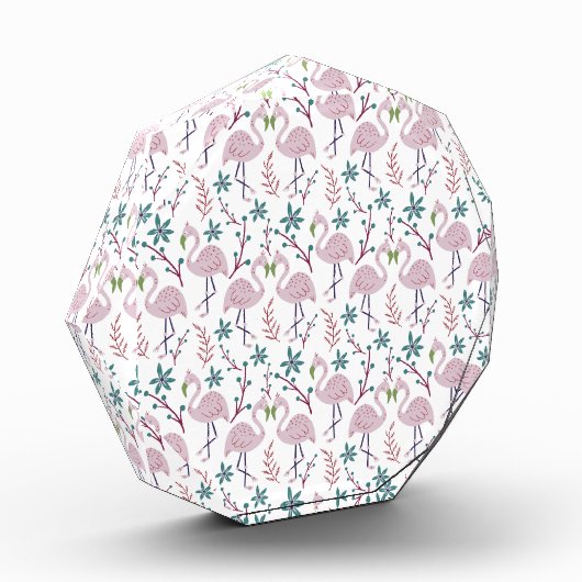 Roze flamingo naadloos patroon op witte achtergron fotoblokken (Links)