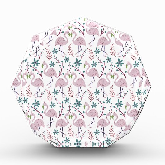 Roze flamingo naadloos patroon op witte achtergron fotoblokken (Voorkant)