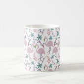 Roze flamingo naadloos patroon op witte achtergron koffiemok (Center)