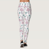 Roze flamingo naadloos patroon op witte achtergron leggings (Achterkant)